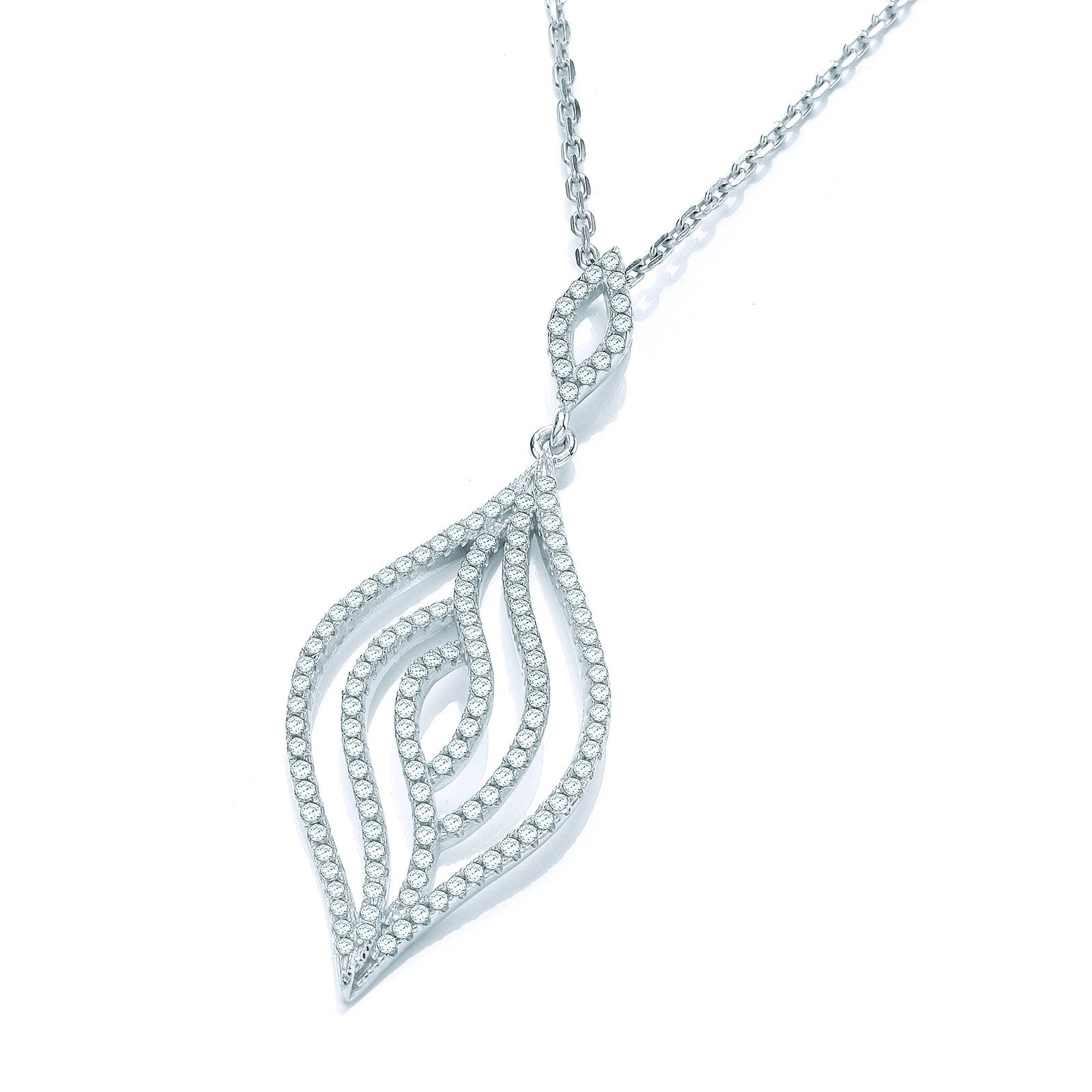 Micro Pave' Leaf Cubic Zirconia Pendant with 18" Chain - Fine Necklace - Certified Authentic – Luxury Jewellery by Imp